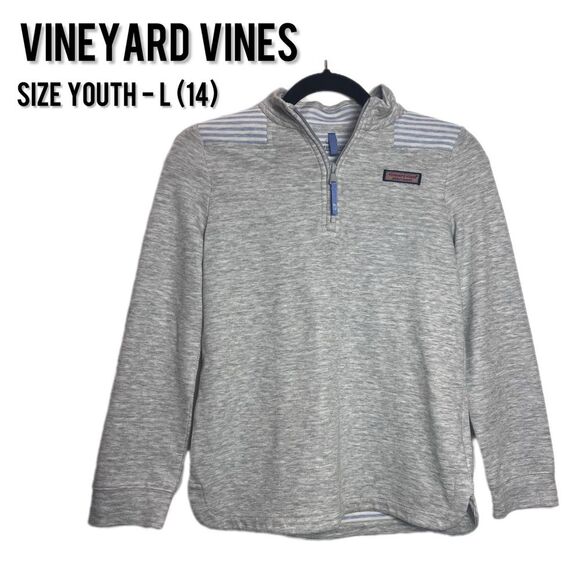 Vineyard Vines Other - VINEYARD VINES • Youth Grey Striped Quarter-Zip Pullover Sweater • Size L (14)